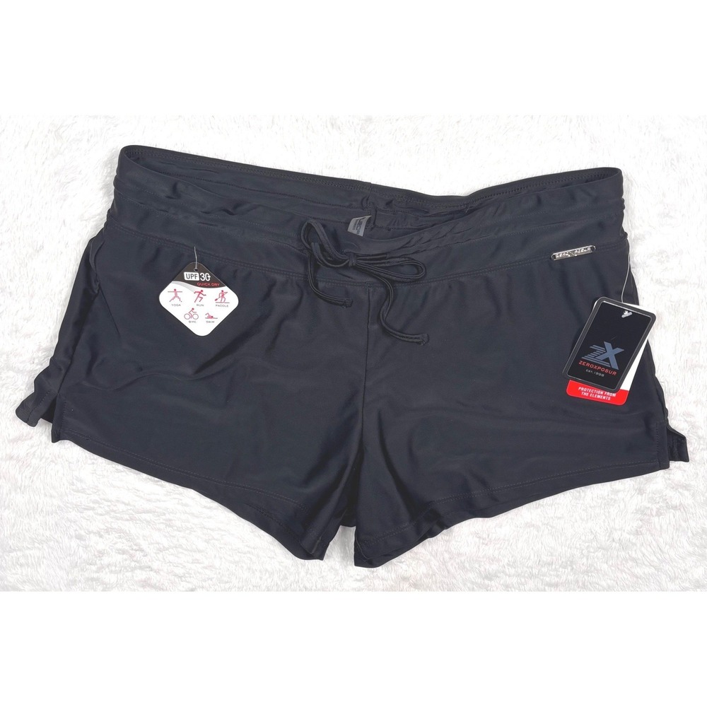 Zeroxposur Swim Shorts Women L Black UPF 30 Quick Dry Active Board Shorts T98362